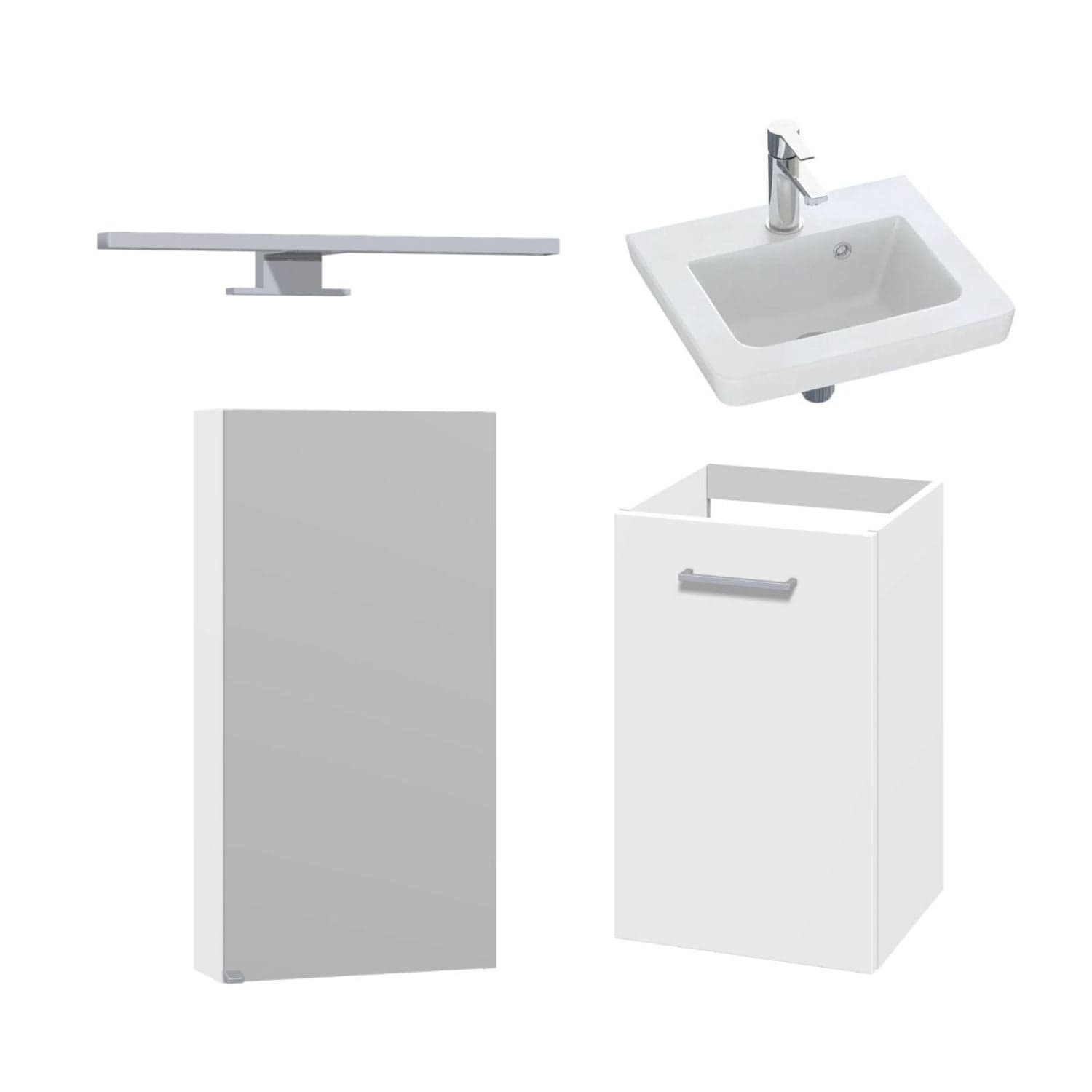 1904 Voss 3-i-1 Mini Møbelpakke Hvit matt / 40cm venstre hengslet / Voss speilskap 1904 Møbelpakke bad BUN-7041013VS40V