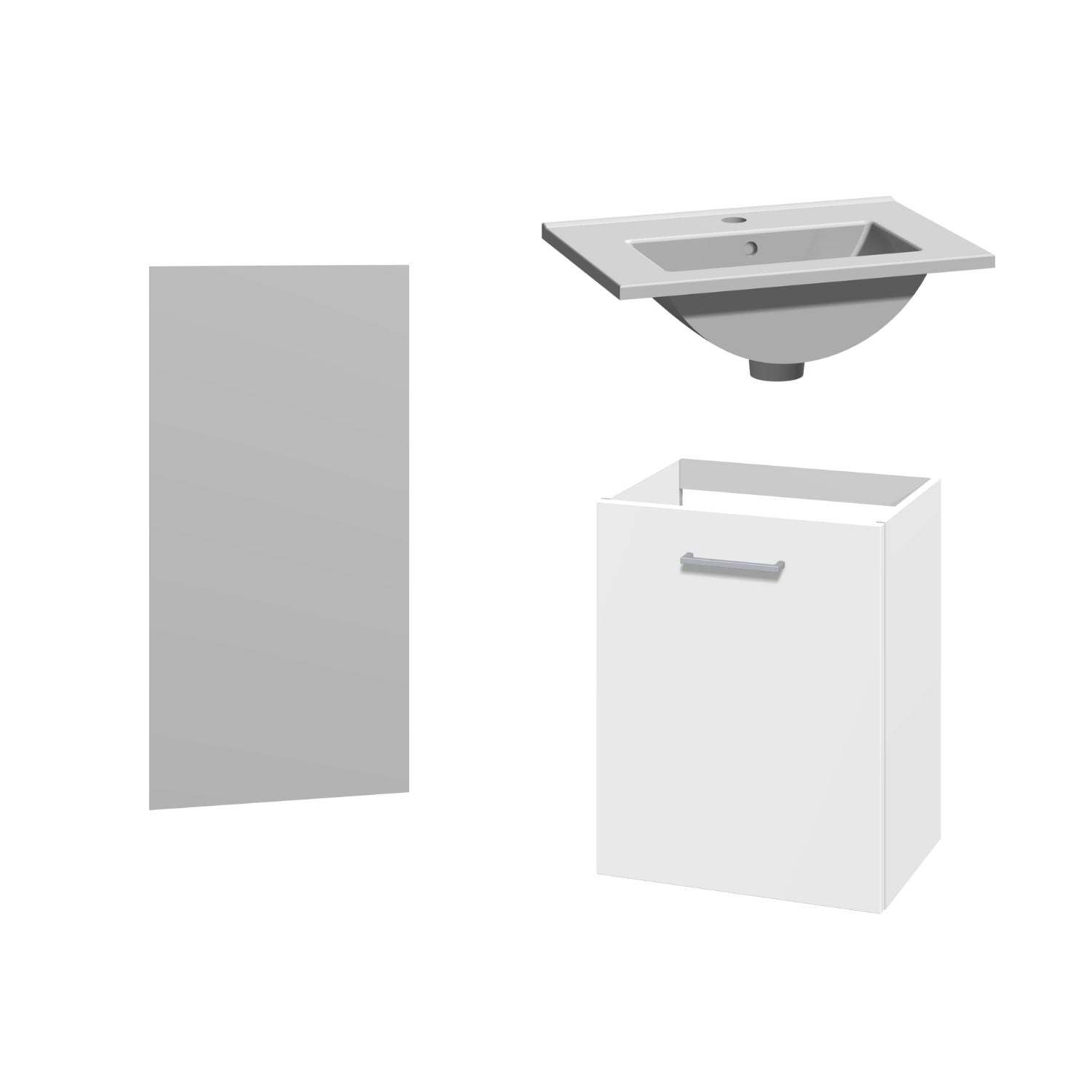 1904 Voss 3-i-1 Mini Møbelpakke Hvit matt / 50cm venstre hengslet / Voss speil 1904 Møbelpakke bad BUN-7041015VK50V