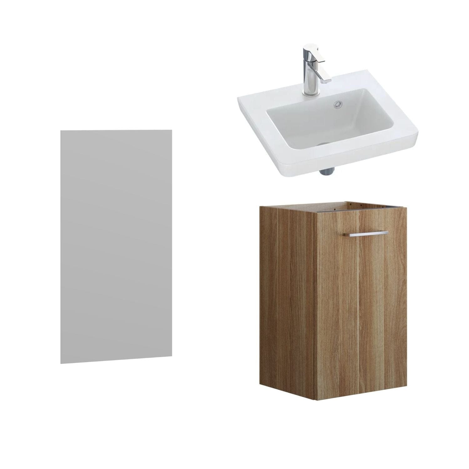 1904 Voss 3-i-1 Mini Møbelpakke Varm eik / 40cm høyre hengslet / Voss speil 1904 Møbelpakke bad BUN-7036974V40H