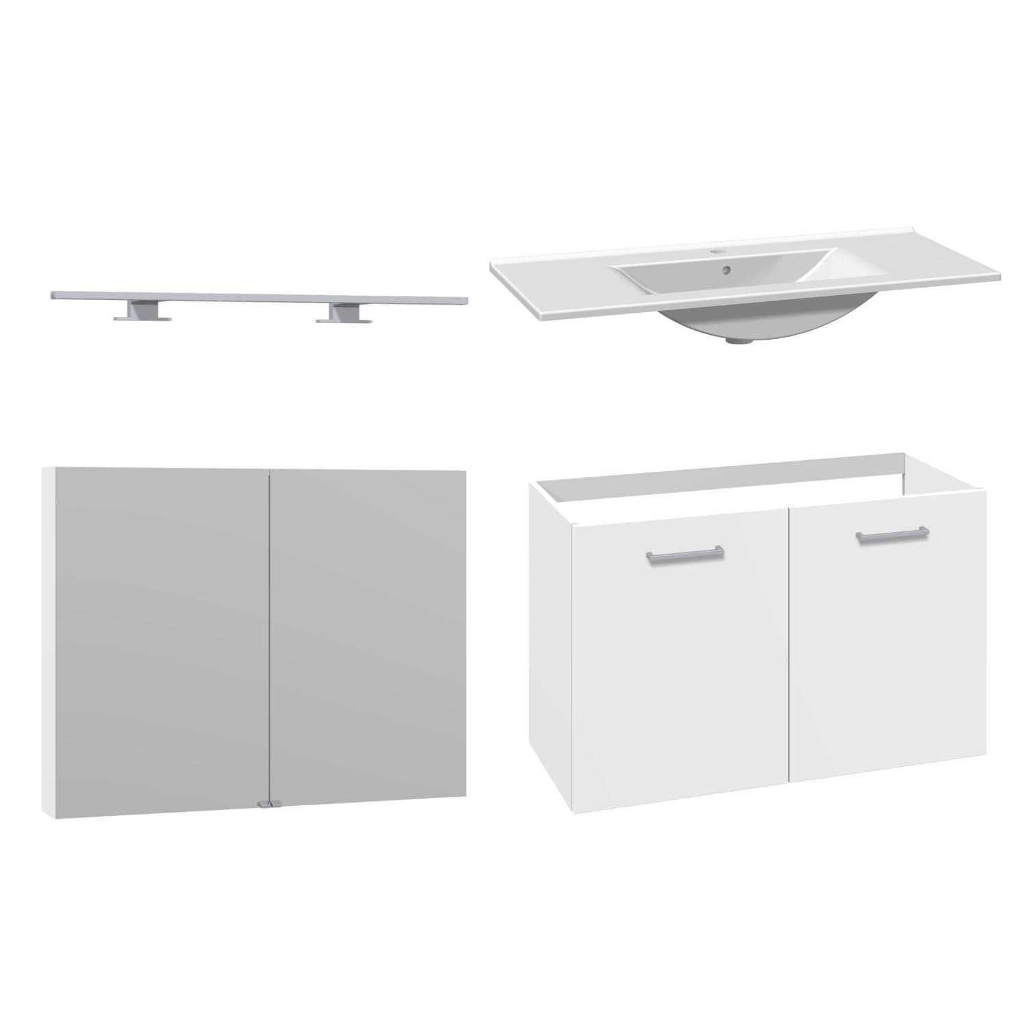 1904 Voss 3-i-1-Møbelpakke dør Hvit matt / 100cm / Voss speilskap 1904 Møbelpakke bad BUN-7041034VS100