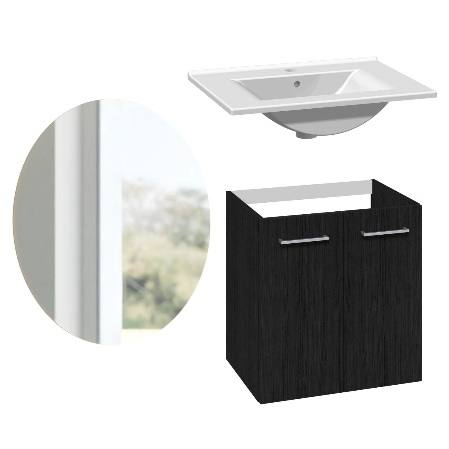 1904 Voss 3-i-1-Møbelpakke dør Svart eik / 60cm / Sval rundt 1904 Møbelpakke bad BUN-7041044SR60