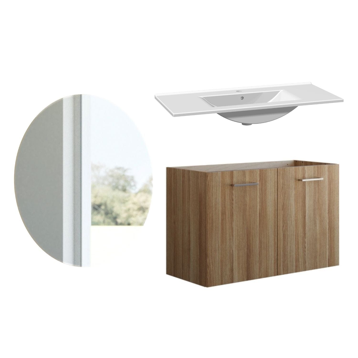 1904 Voss 3-i-1-Møbelpakke dør Varm eik / 100cm / Sval rundt 1904 Møbelpakke bad BUN-7036995SR100