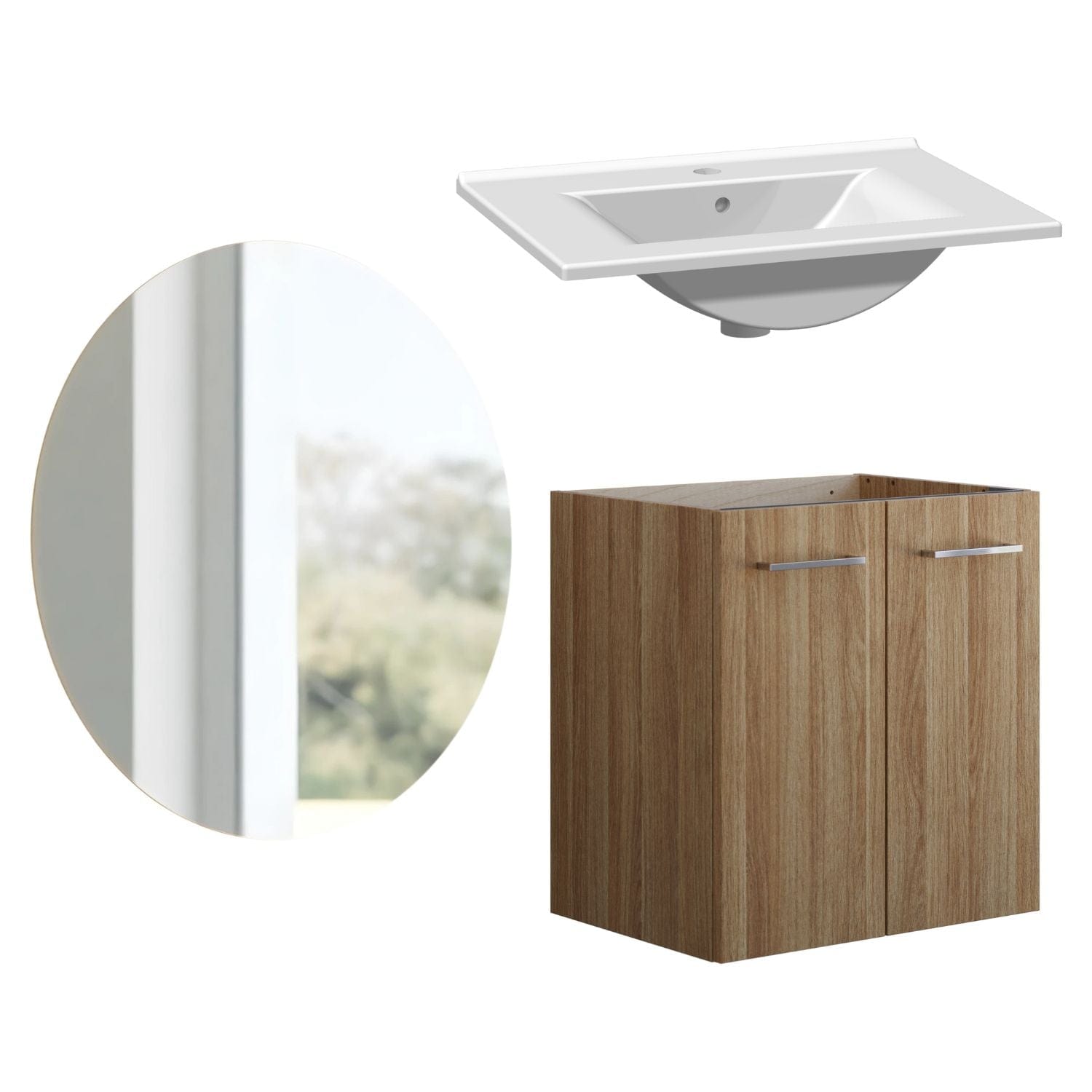 1904 Voss 3-i-1-Møbelpakke dør Varm eik / 60cm / Sval rundt 1904 Møbelpakke bad BUN-7036985SR60