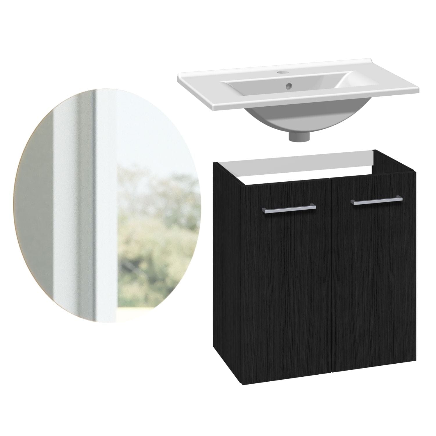 1904 Voss 3-i-1 Slim Møbelpakke dør Svart eik / 60cm / Sval rundt 1904 Møbelpakke bad BUN-7041039SR60