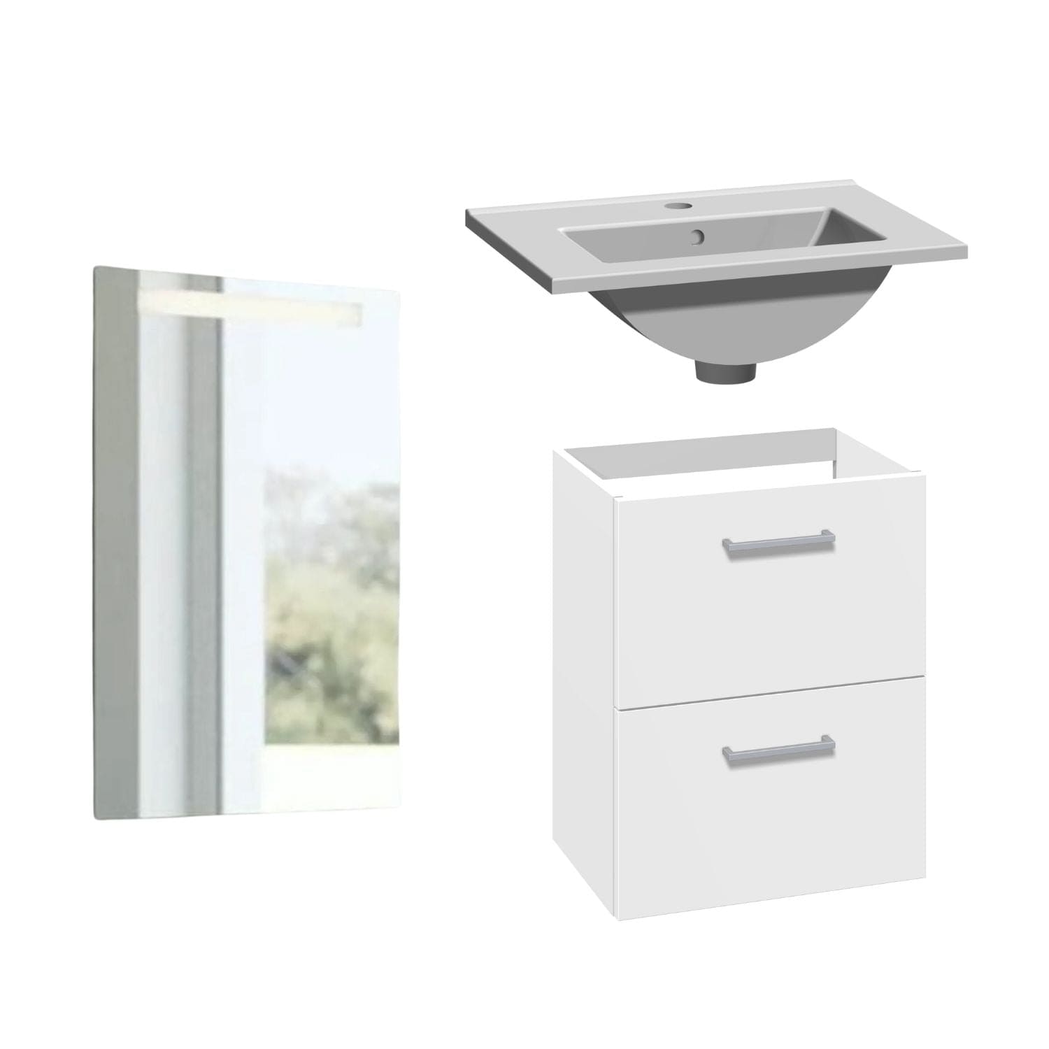 1904 Voss 3-i-1 Slim Møbelpakke Hvit matt / 50cm / Selje firkantet 1904 Møbelpakke bad BUN-7041017SF50