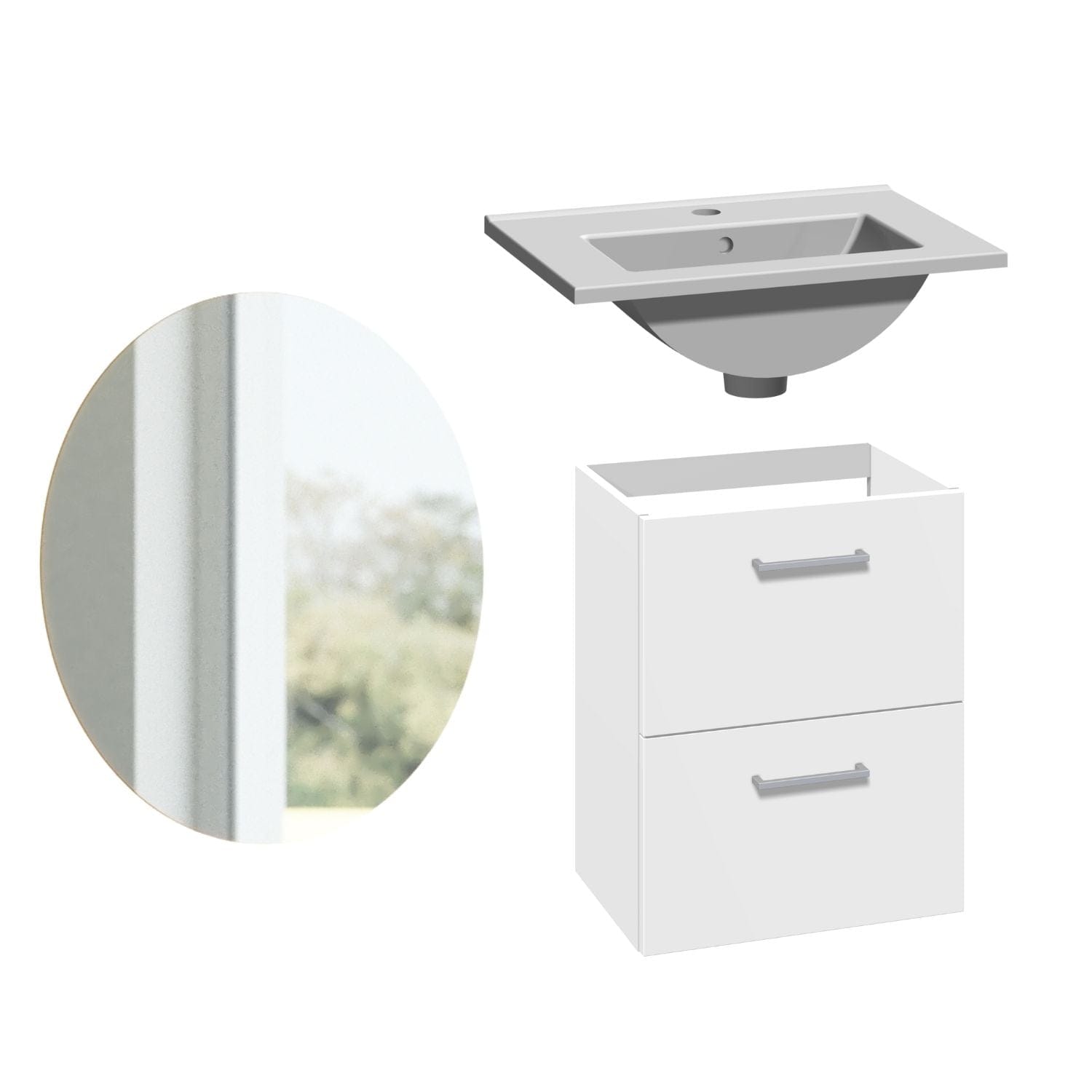 1904 Voss 3-i-1 Slim Møbelpakke Hvit matt / 50cm / Sval rundt 1904 Møbelpakke bad BUN-7041017SR50