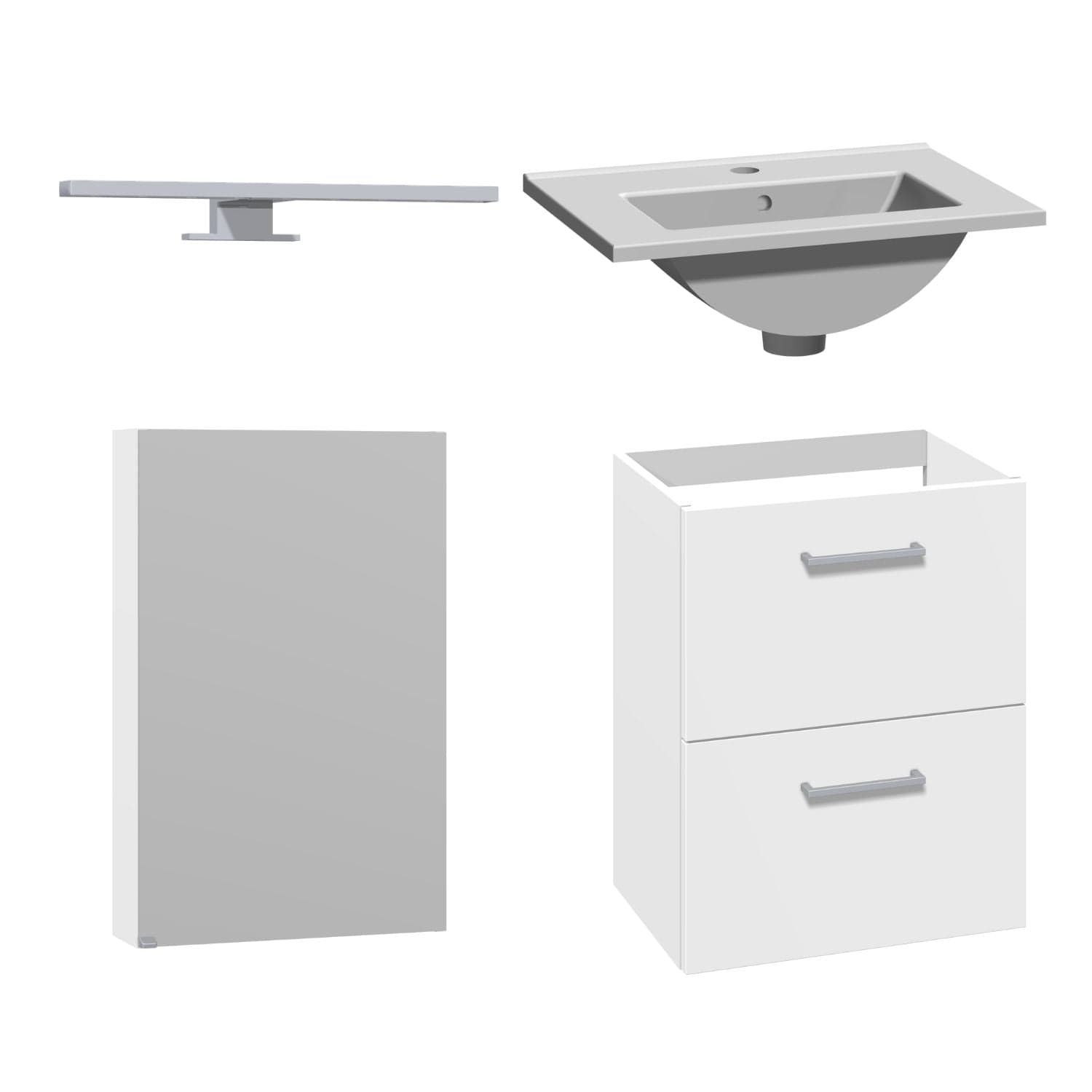 1904 Voss 3-i-1 Slim Møbelpakke Hvit matt / 50cm / Voss speilskap 1904 Møbelpakke bad BUN-7041017VS50