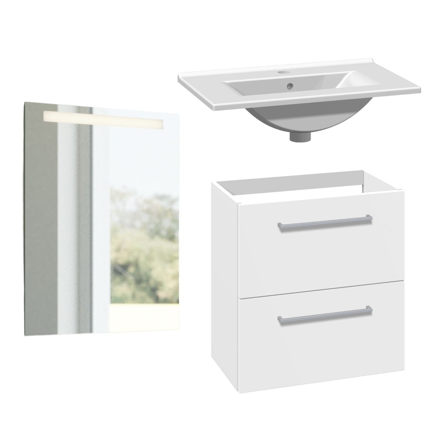 1904 Voss 3-i-1 Slim Møbelpakke Hvit matt / 60cm / Selje firkantet 1904 Møbelpakke bad BUN-7041018SF60