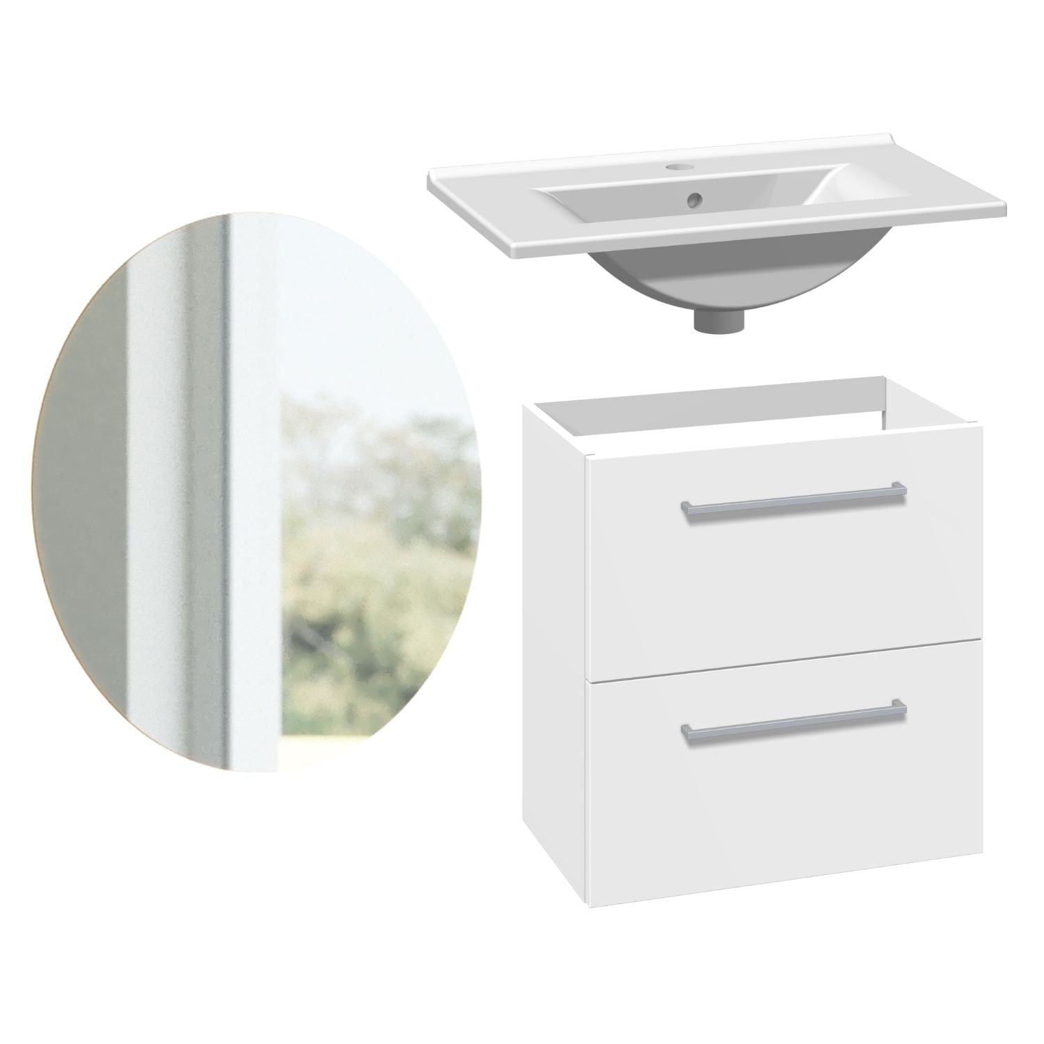 1904 Voss 3-i-1 Slim Møbelpakke Hvit matt / 60cm / Sval rundt 1904 Møbelpakke bad BUN-7041018SR60
