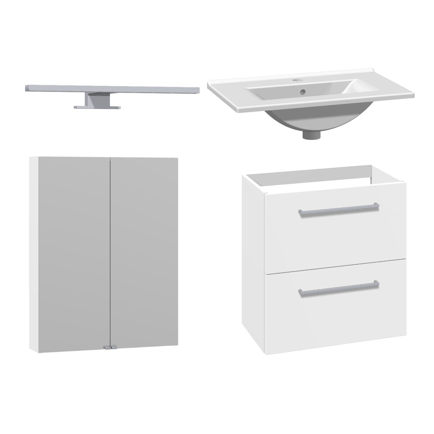 1904 Voss 3-i-1 Slim Møbelpakke Hvit matt / 60cm / Voss speilskap 1904 Møbelpakke bad BUN-7041018VS60