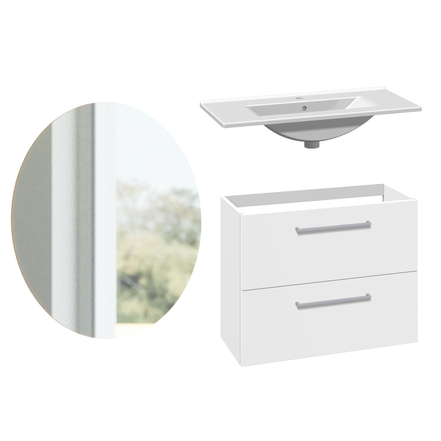 1904 Voss 3-i-1 Slim Møbelpakke Hvit matt / 80cm / Sval rundt 1904 Møbelpakke bad BUN-7041019SR80