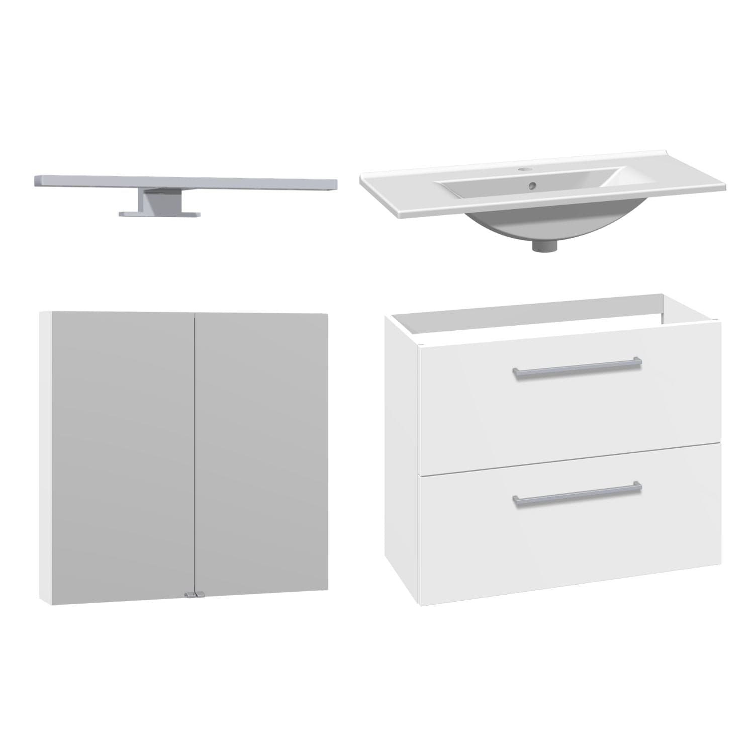 1904 Voss 3-i-1 Slim Møbelpakke Hvit matt / 80cm / Voss speilskap 1904 Møbelpakke bad BUN-7041019VS80