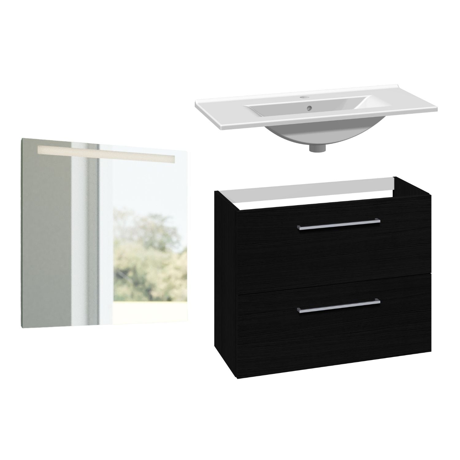 1904 Voss 3-i-1 Slim Møbelpakke Svart eik / 80cm / Selje firkantet 1904 Møbelpakke bad BUN-7041043SF80