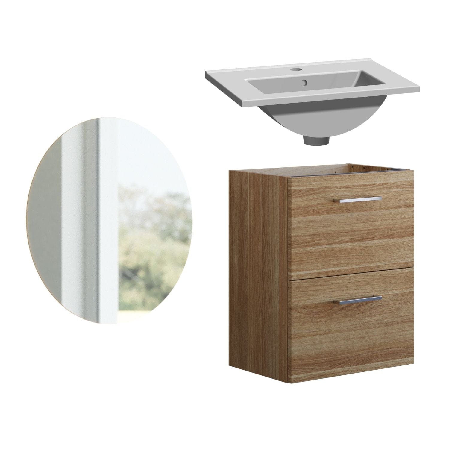 1904 Voss 3-i-1 Slim Møbelpakke Varm eik / 50cm / Sval rundt 1904 Møbelpakke bad BUN-7036979SR50