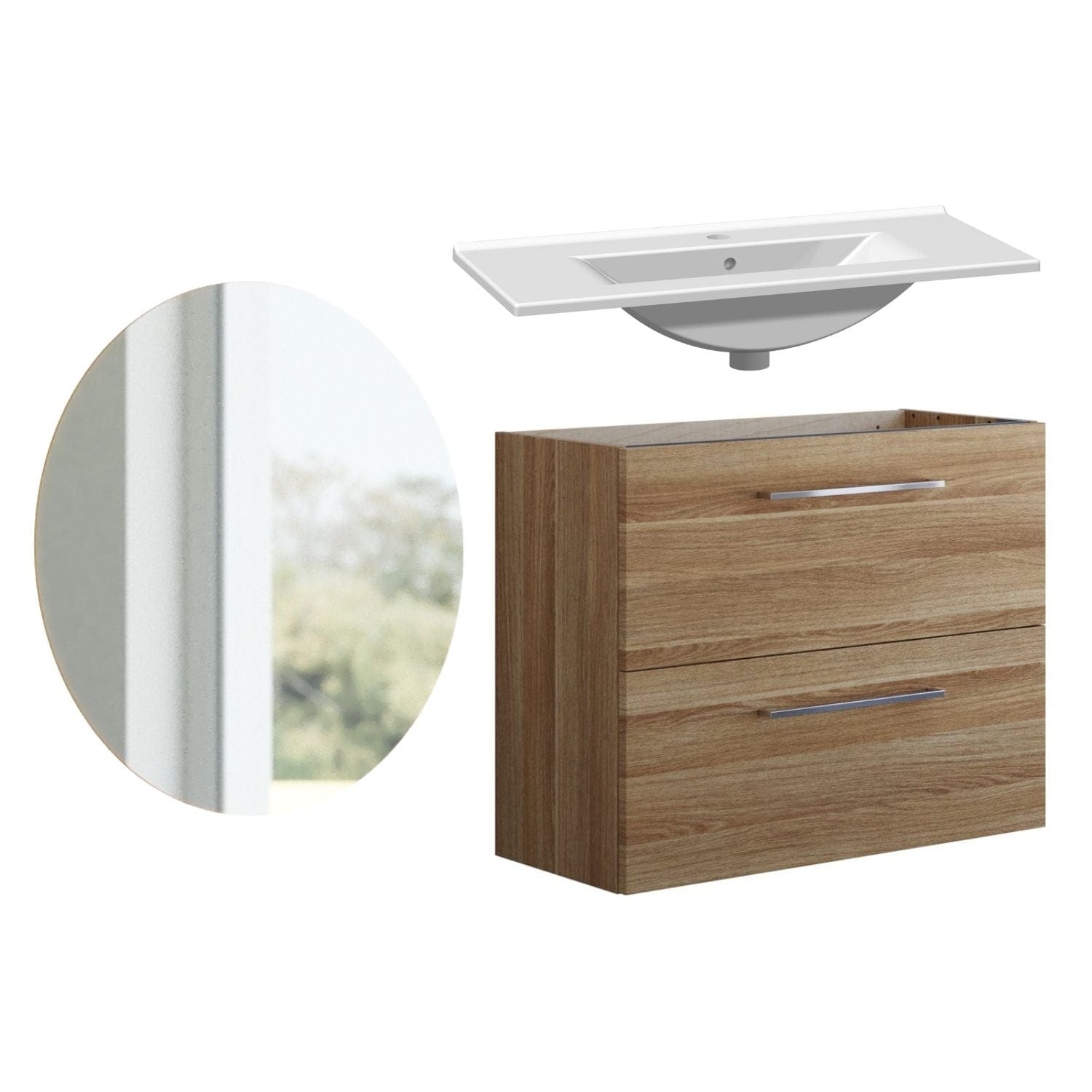 1904 Voss 3-i-1 Slim Møbelpakke Varm eik / 80cm / Sval rundt 1904 Møbelpakke bad BUN-7036984SR80