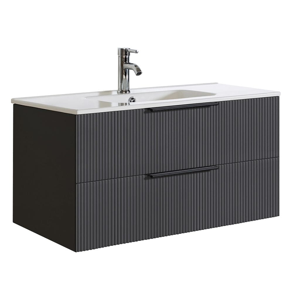 A-Collection Fovere Ribb Servantskap Svart matt / 90cm A-collection Servantskap GRO-7043383