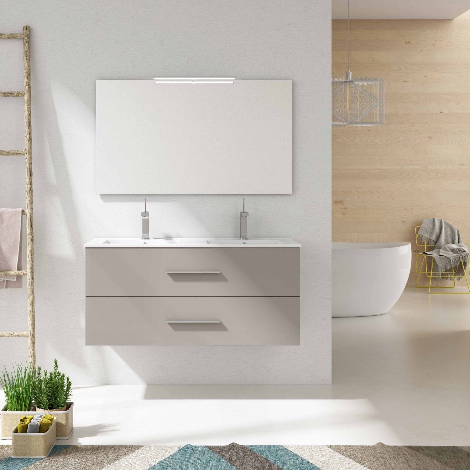 Alterna Malin Underskap m/2skuffer B60-120xD45xH55cm Sand matt / 120cm dobbel Alterna Servantskap GRO-7011689