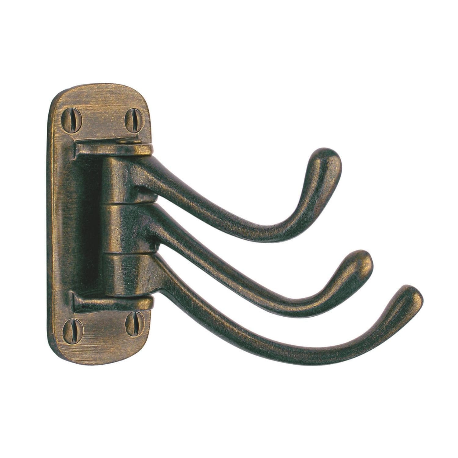Beslagsboden 248 Tripplekrok Svingbar Antikk messing Beslagsboden Knagger hus SM-BA248