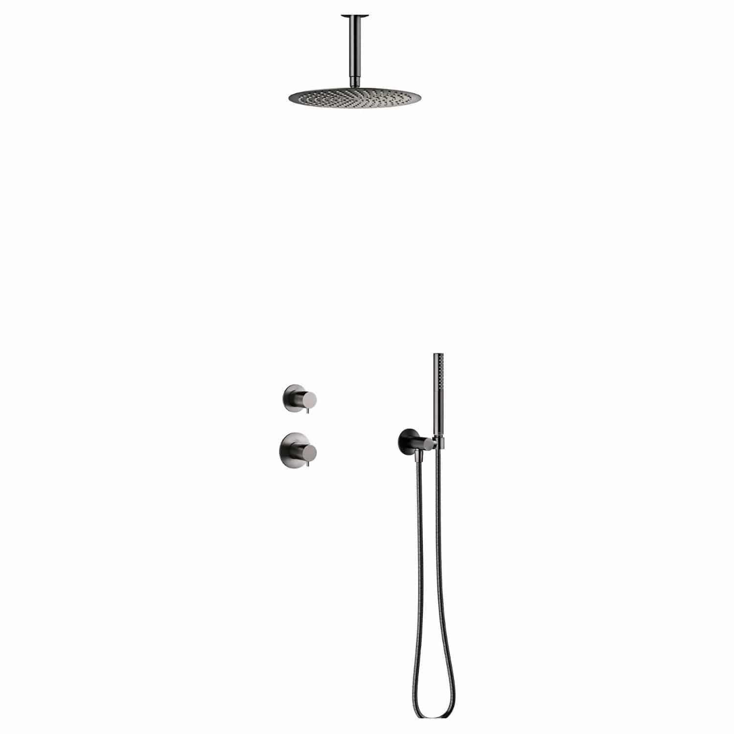 Damixa Iris DS2 Takdusj Innbygging Børstet grafitt Damixa Blandebatteri innbygging KO-5706855