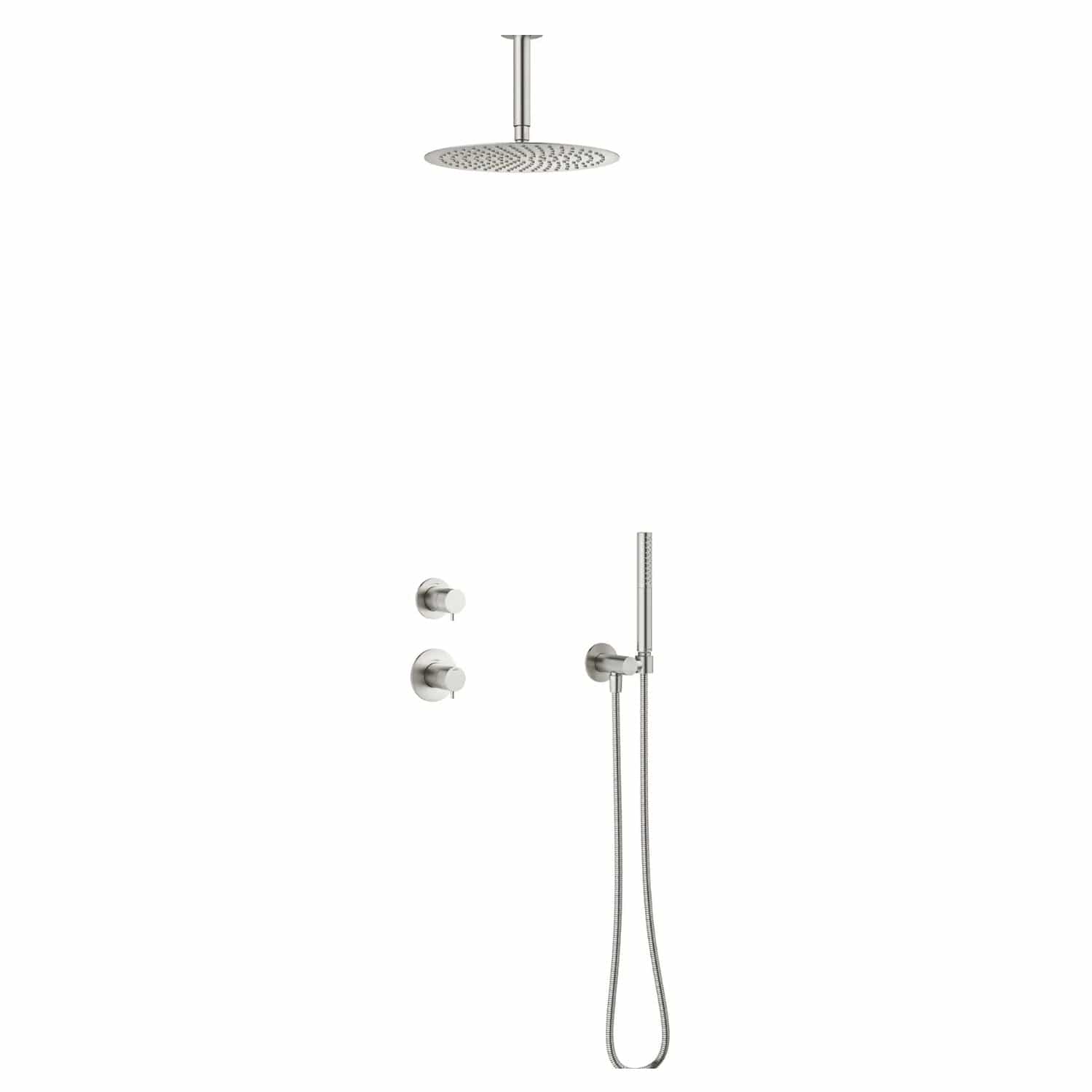 Damixa Iris DS2 Takdusj Innbygging Børstet stål Damixa Blandebatteri innbygging KO-5706846