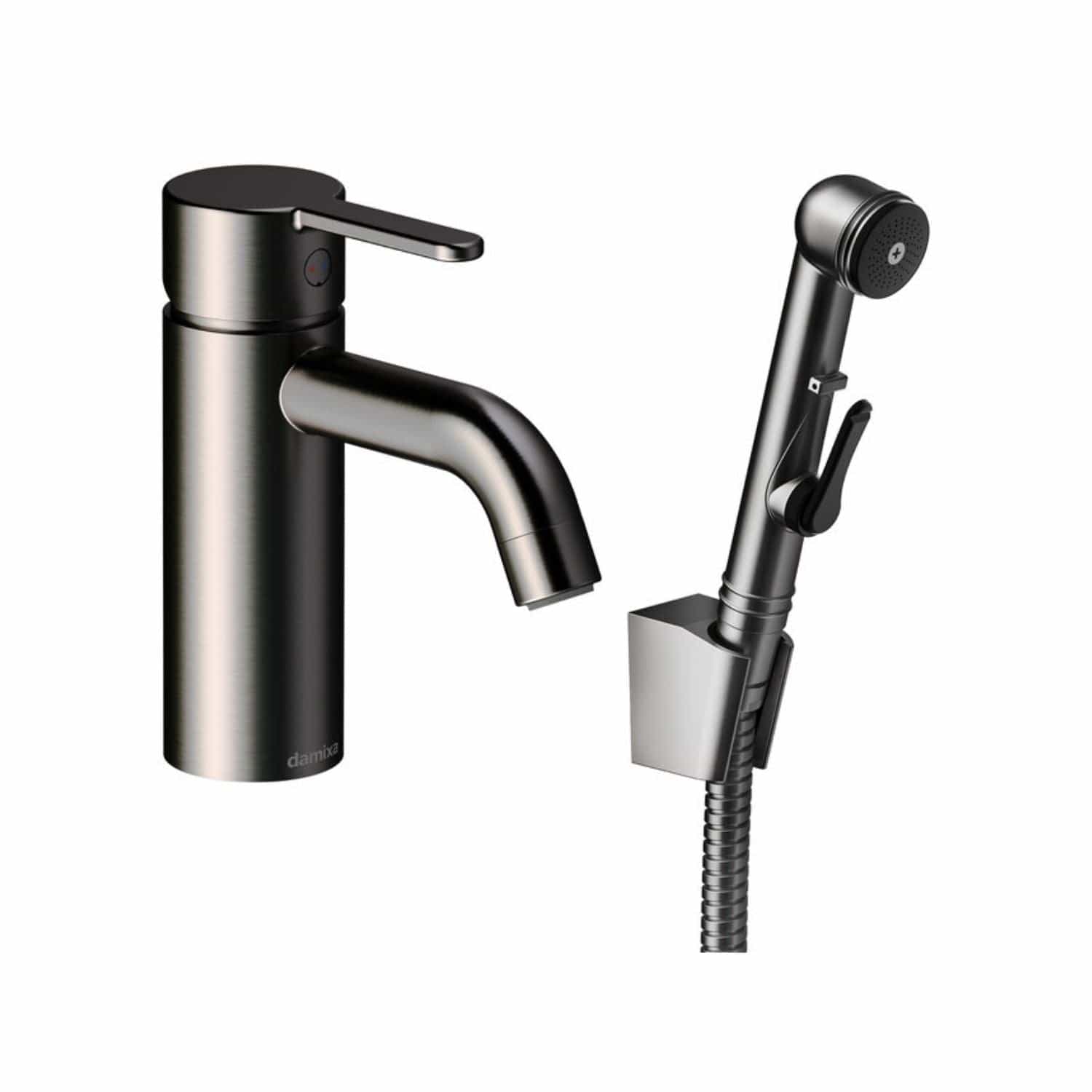 Damixa Silhouet Servantbatteri med sidedusj Børstet grafitt Damixa Servantbatteri KO-7403055