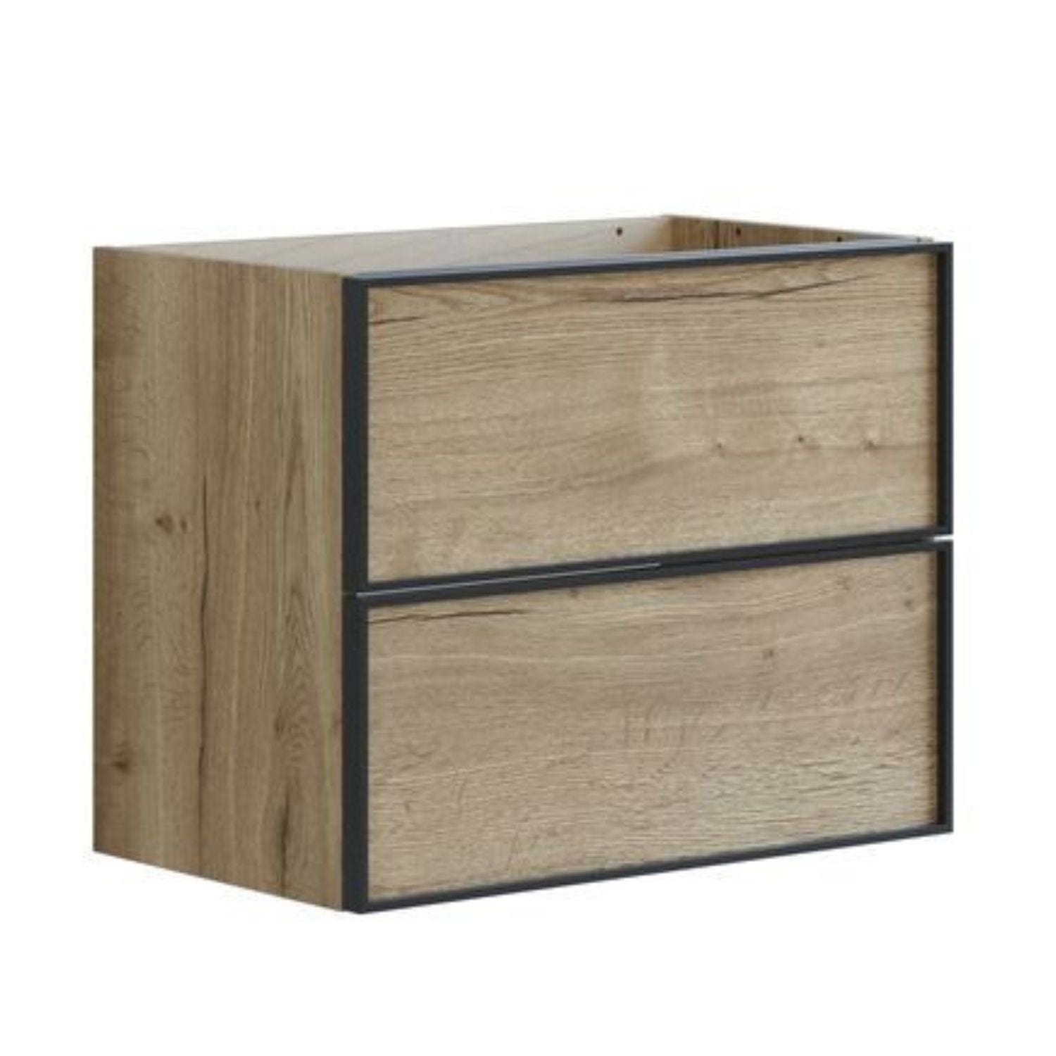 Dansani Inzo Alu-ramme Svart Servantskap Slim 2 Skuff Natur eik / 60cm Dansani Servantskap DA-U07-8049