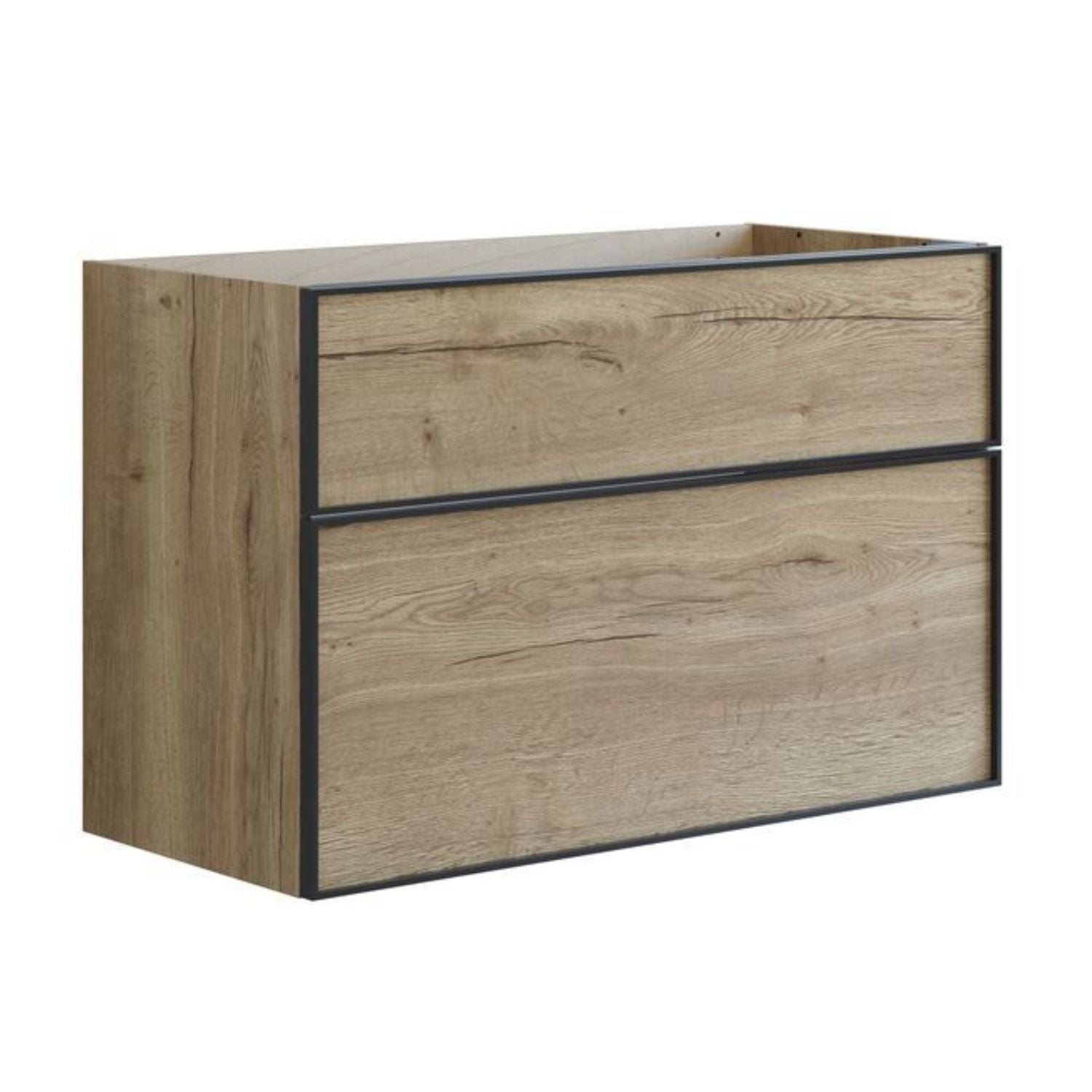 Dansani Inzo Alu-ramme svart Underskap 2 skuff Natur eik / 100cm Dansani Sideskap bad DA-U39-8049