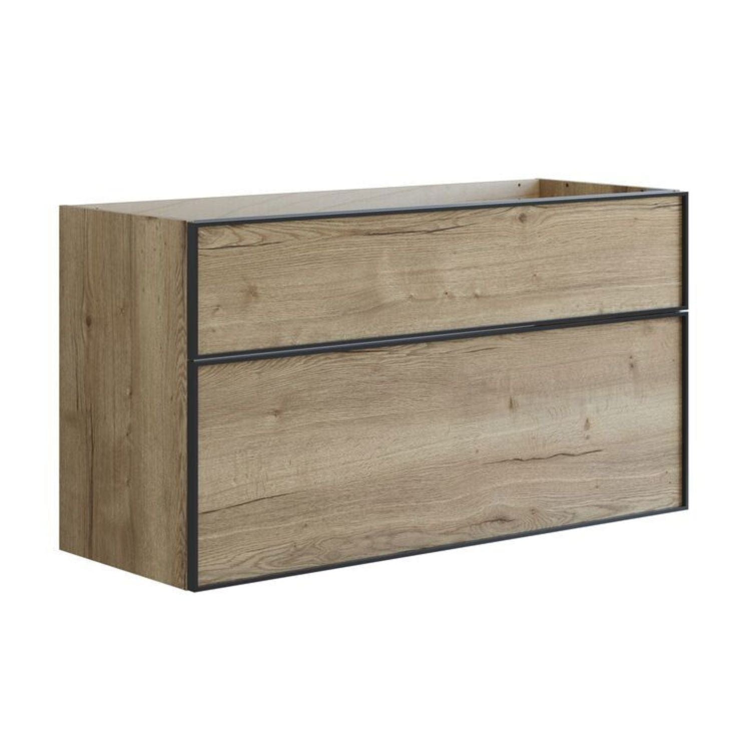 Dansani Inzo Alu-ramme svart Underskap 2 skuff Natur eik / 120cm Dansani Sideskap bad DA-U40-8049