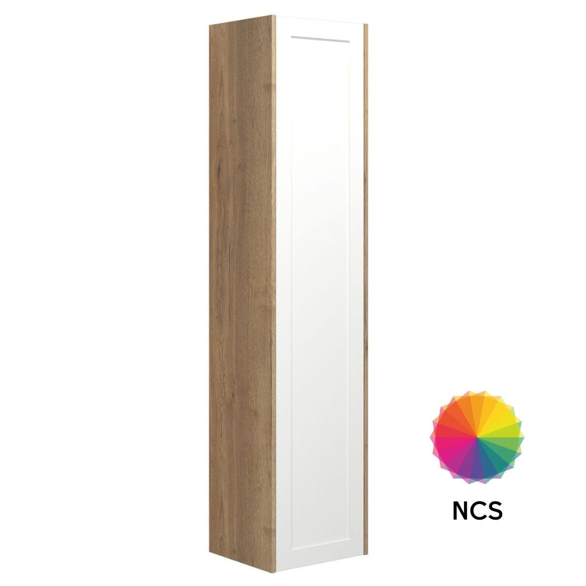 Dansani Inzo Ramme Høyskap Slim 1 dør Natur eik/NCS farge / 40cm Versjon A / Høyre hengslet Dansani Høyskap bad DA-T20-3192