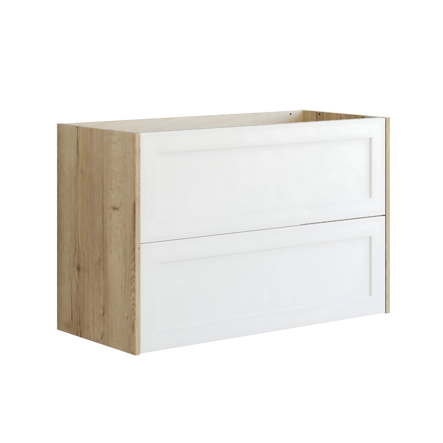 Dansani Inzo Ramme Skap 2 skuff B60-120xH64xD44cm Natur eik/hvit matt / 100cm Dansani Sideskap bad DA-T17-3014