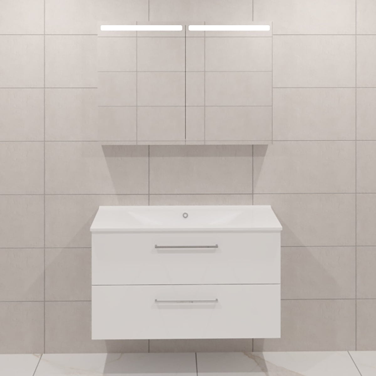 Dansani Mido+ Møbelpakke Servantskap med servant Hvit matt / 100cm / Top speilskap Dansani Møbelpakke bad BUN-MMA-2510-T