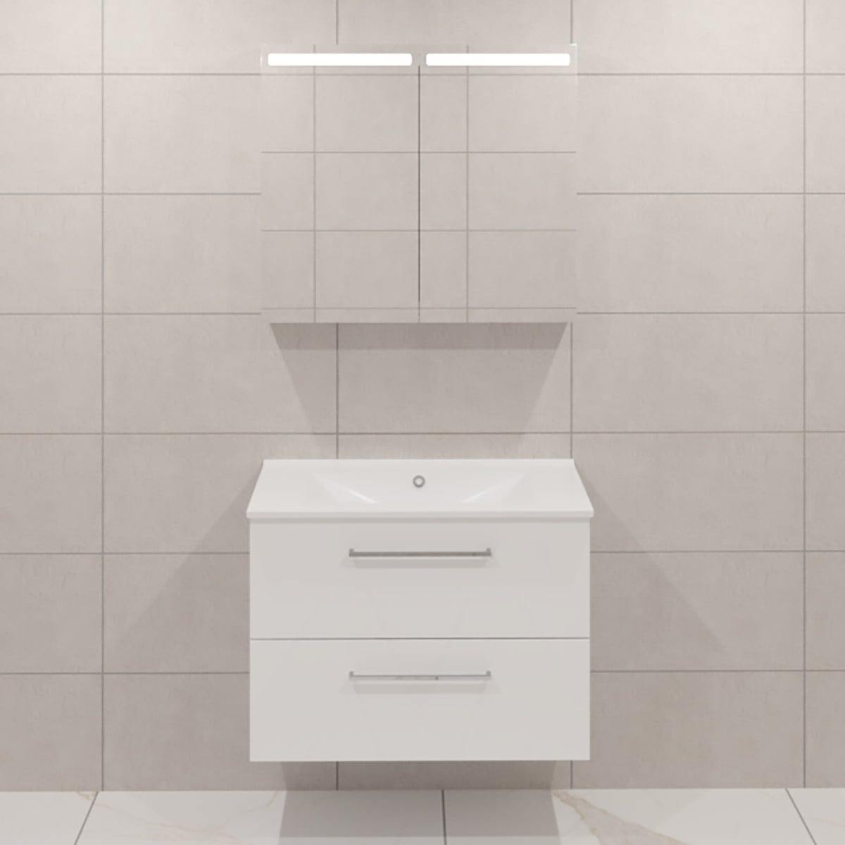 Dansani Mido+ Møbelpakke Servantskap med servant Hvit matt / 80cm / Top speilskap Dansani Møbelpakke bad BUN-MMA-2410-T