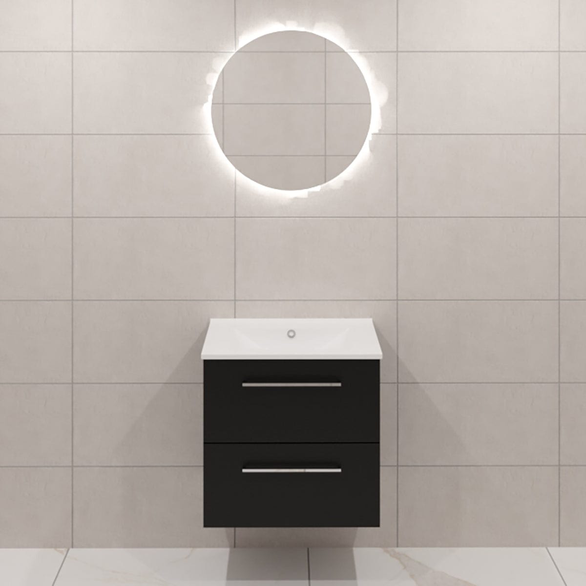 Dansani Mido+ Møbelpakke Servantskap med servant Svart struktur / 60cm / Corona rundt Dansani Møbelpakke bad BUN-MMA-2329-C