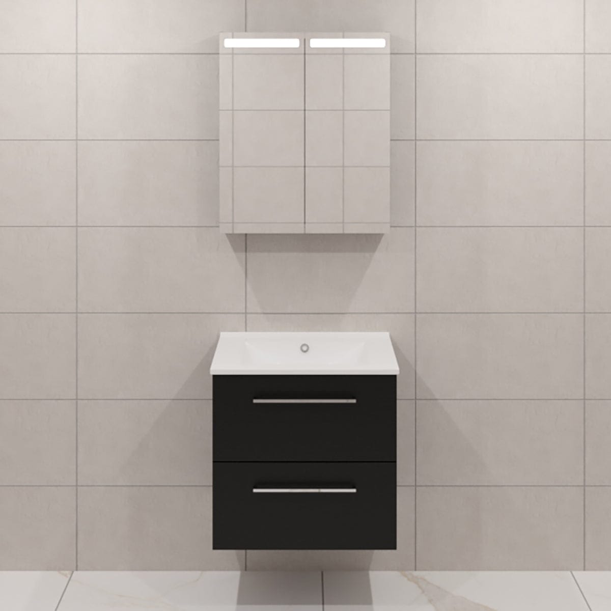 Dansani Mido+ Møbelpakke Servantskap med servant Svart struktur / 60cm / Top speilskap Dansani Møbelpakke bad BUN-MMA-2329-T