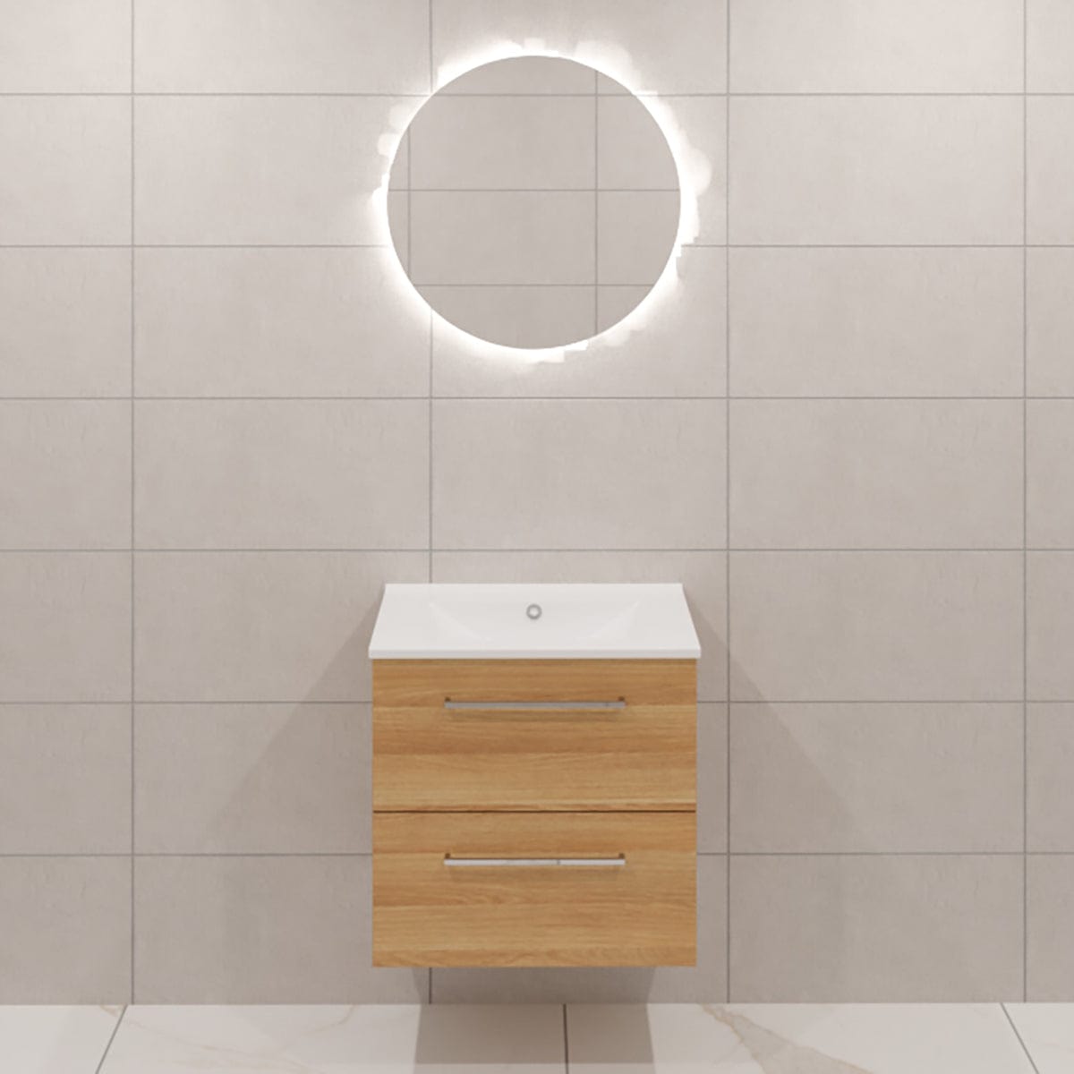 Dansani Mido+ Møbelpakke Servantskap med servant Varm eik / 60cm / Corona rundt Dansani Møbelpakke bad BUN-MMA-2355-C