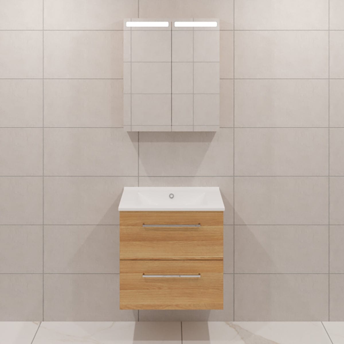 Dansani Mido+ Møbelpakke Servantskap med servant Varm eik / 60cm / Top speilskap Dansani Møbelpakke bad BUN-MMA-2355-T