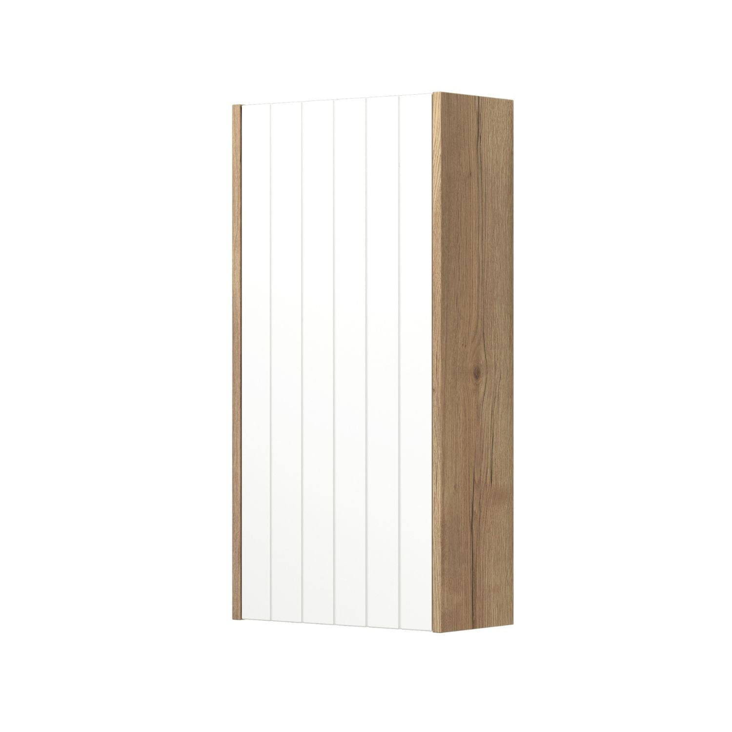 Dansani You Overskap 1 dør B40xH80xD19cm - Rillet Natur eik/Hvit matt / Venstre Dansani Sideskap bad DA-V49-4214