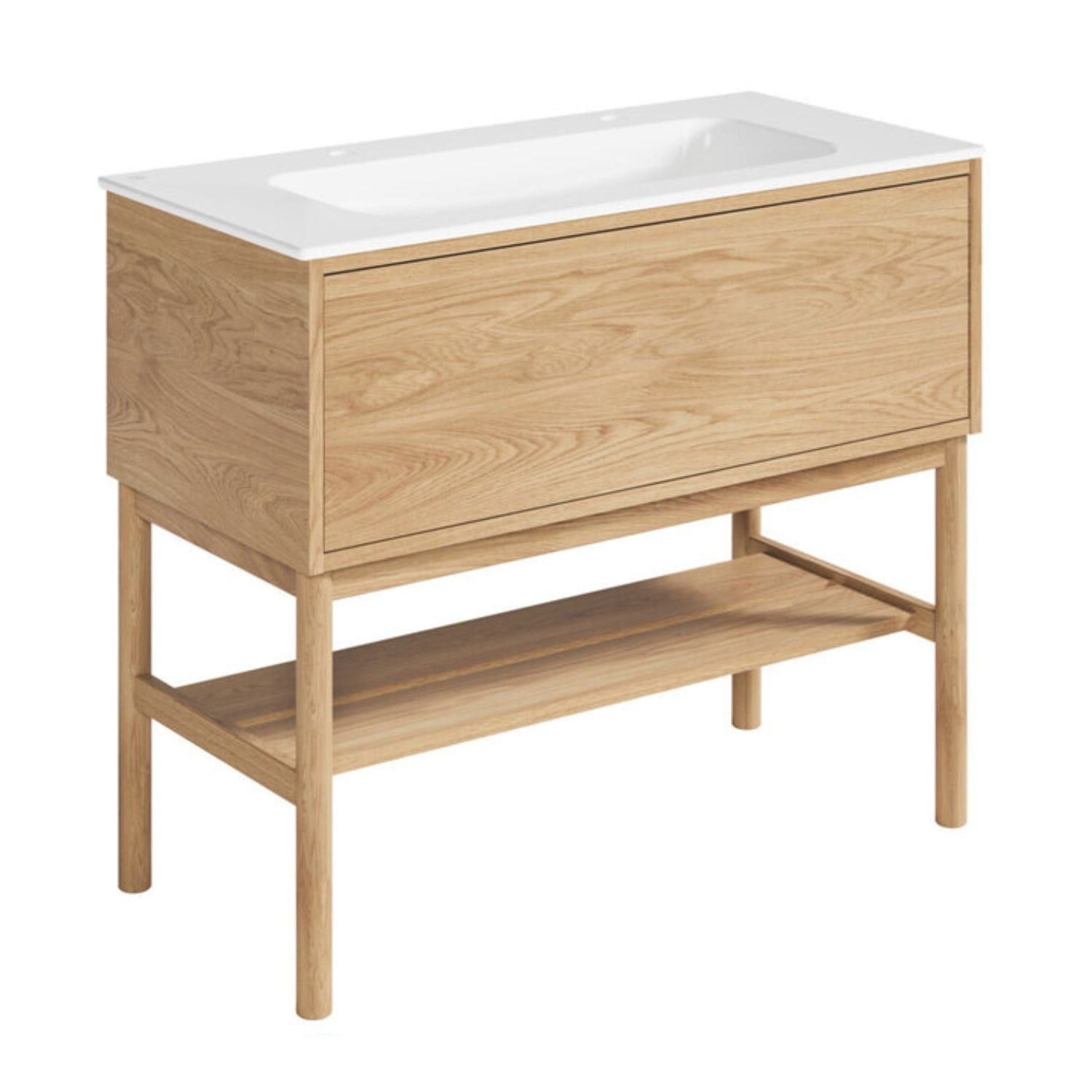 Gustavsberg Ducentic Servantskap med Benramme – Porselen Lys eik / 100cm / 2 hull for kran Gustavsberg Servantskap GRO-GB71DCVU10ARWB21LF