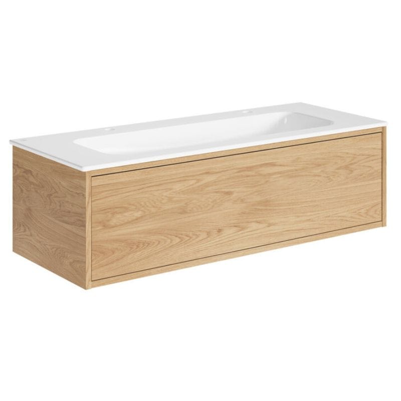 Gustavsberg Ducentic Servantskap med Porselenservant Lys eik / 120cm / 2 hull for kran Gustavsberg Servantskap GRO-GB71DCVU12ARWB2100