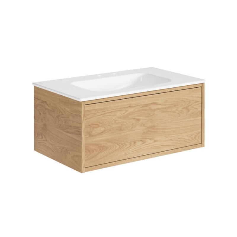 Gustavsberg Ducentic Servantskap med Porselenservant Lys eik / 80cm / 2 dobbel hull for kran Gustavsberg Servantskap GRO-GB71DCVU80ARWB1200