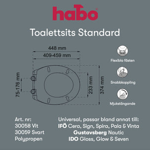 Habo Standard Toalettsete Universal med soft close