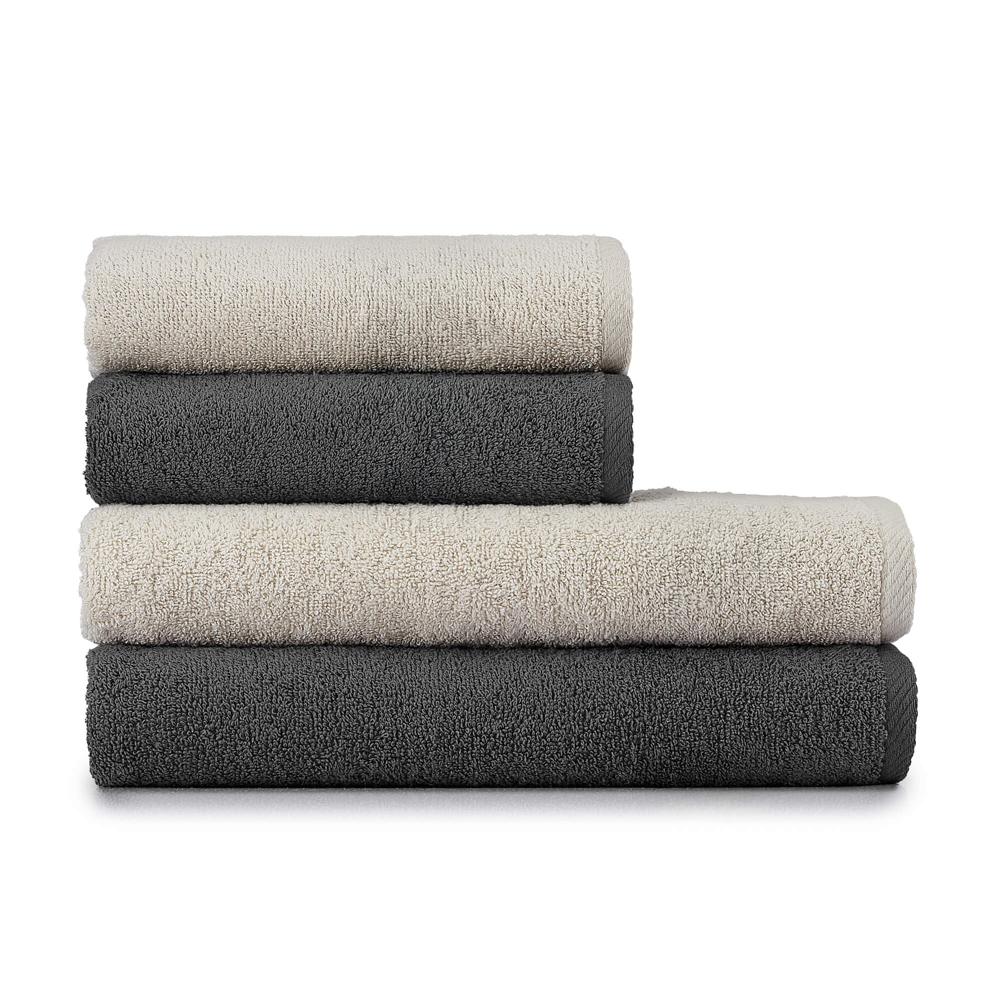 HeiHus FLUFFY Mix Håndklepakke Varm beige / Mørk grå / 4-pakning (2XL+2L) HeiHus Håndklær BUN-TFYBEGY3PAK