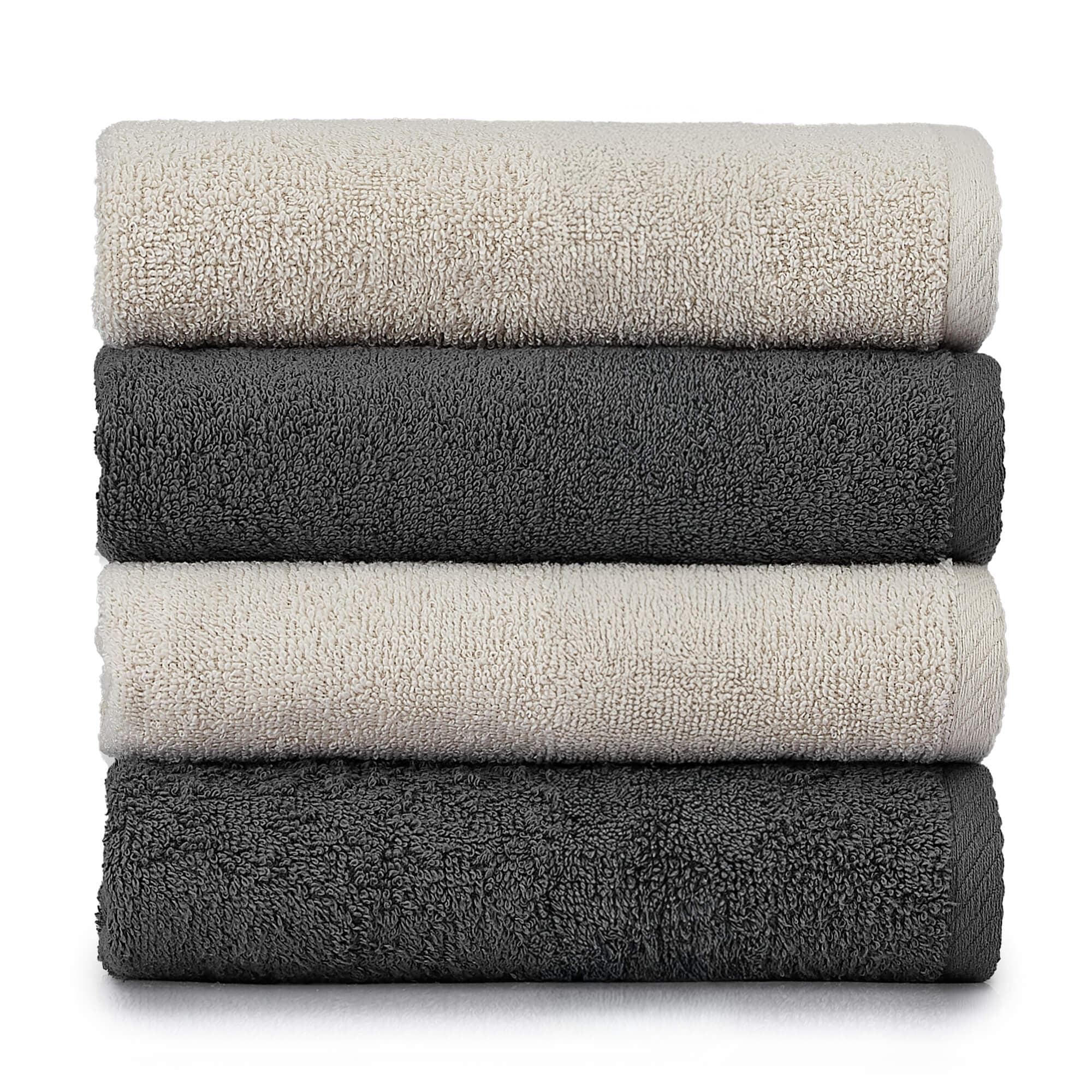 HeiHus FLUFFY Mix Håndklepakke Varm beige / Mørk grå / 4-pakning (4L) HeiHus Håndklær BUN-TFYBEGY2PAK