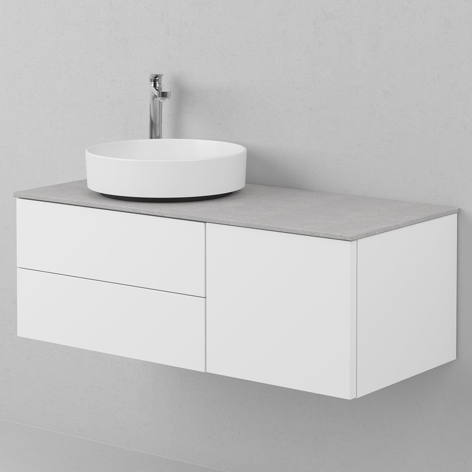 INR AIR Solid Servantskap med 2 Skuffer og 1 Dør H:35xD:45cm Premium white / 100cm venstre INR Iconic Nordic Rooms Servantskap INR-361311