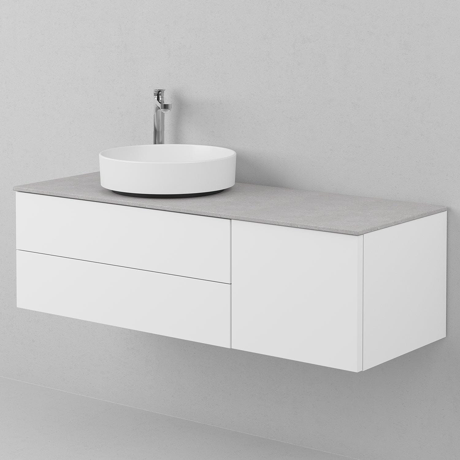 INR AIR Solid Servantskap med 2 Skuffer og 1 Dør H:35xD:45cm Premium white / 120cm venstre INR Iconic Nordic Rooms Servantskap INR-361711