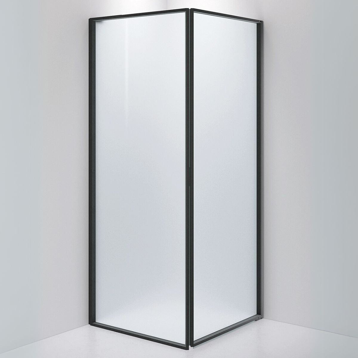 INR Dusjhjørne EDGE 13 Måltlpasset - høyre / Matt svart / Frostet glass INR Iconic Nordic Rooms Dusjhjørne INR-213210100