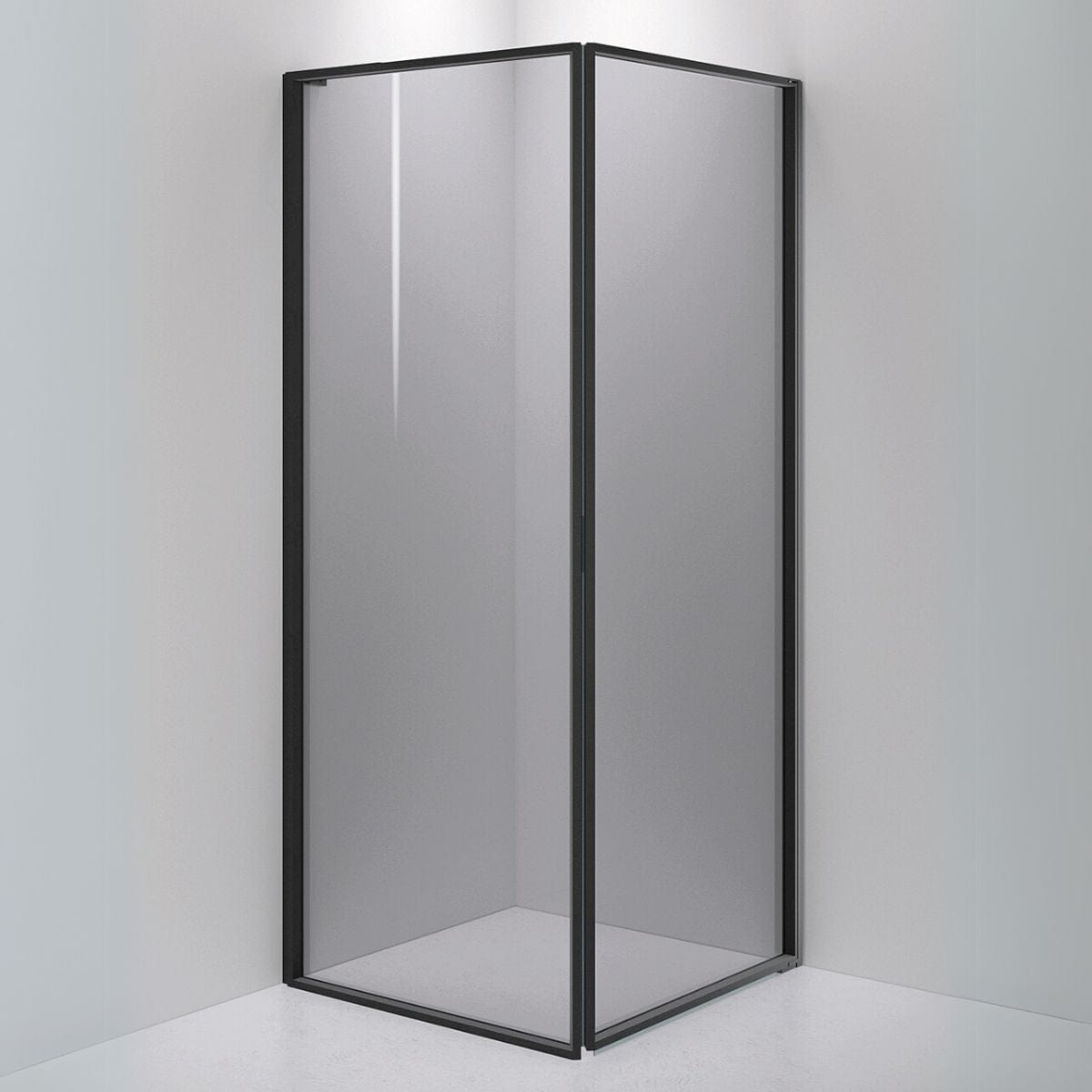 INR Dusjhjørne EDGE 13 Måltlpasset - høyre / Matt svart / Grått glass INR Iconic Nordic Rooms Dusjhjørne INR-213203100