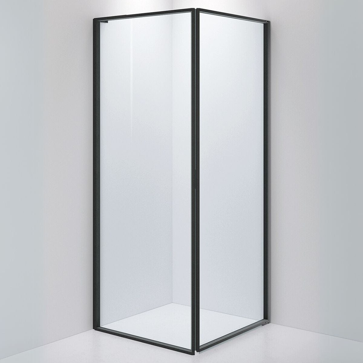 INR Dusjhjørne EDGE 13 Måltlpasset - høyre / Matt svart / Klart glass INR Iconic Nordic Rooms Dusjhjørne INR-213202100