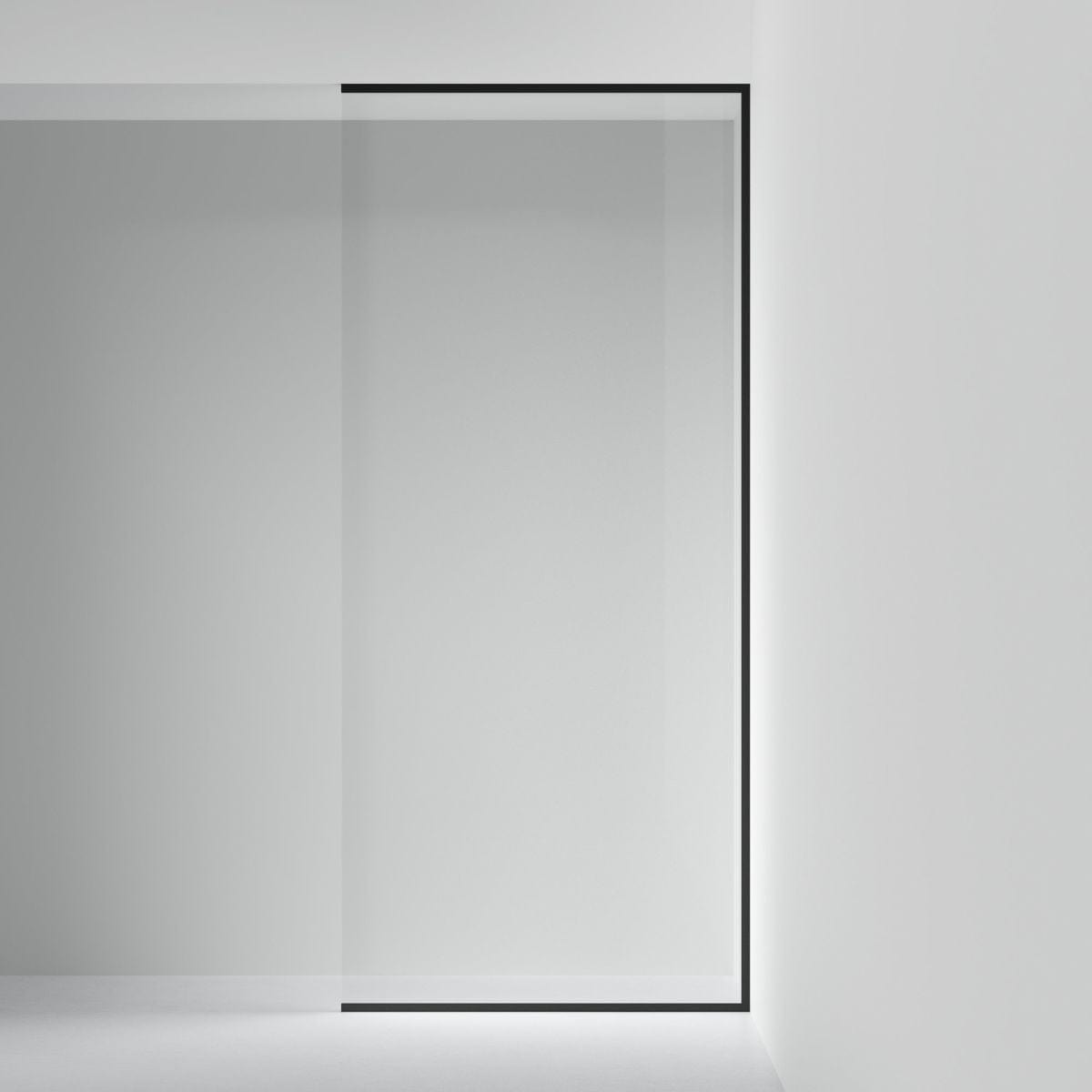 INR Dusjvegg ARC 20 Frame XL Måltilpasset Svart matt / Måltilpasset / Opal klart glass INR Iconic Nordic Rooms Dusjvegg INR-120312100