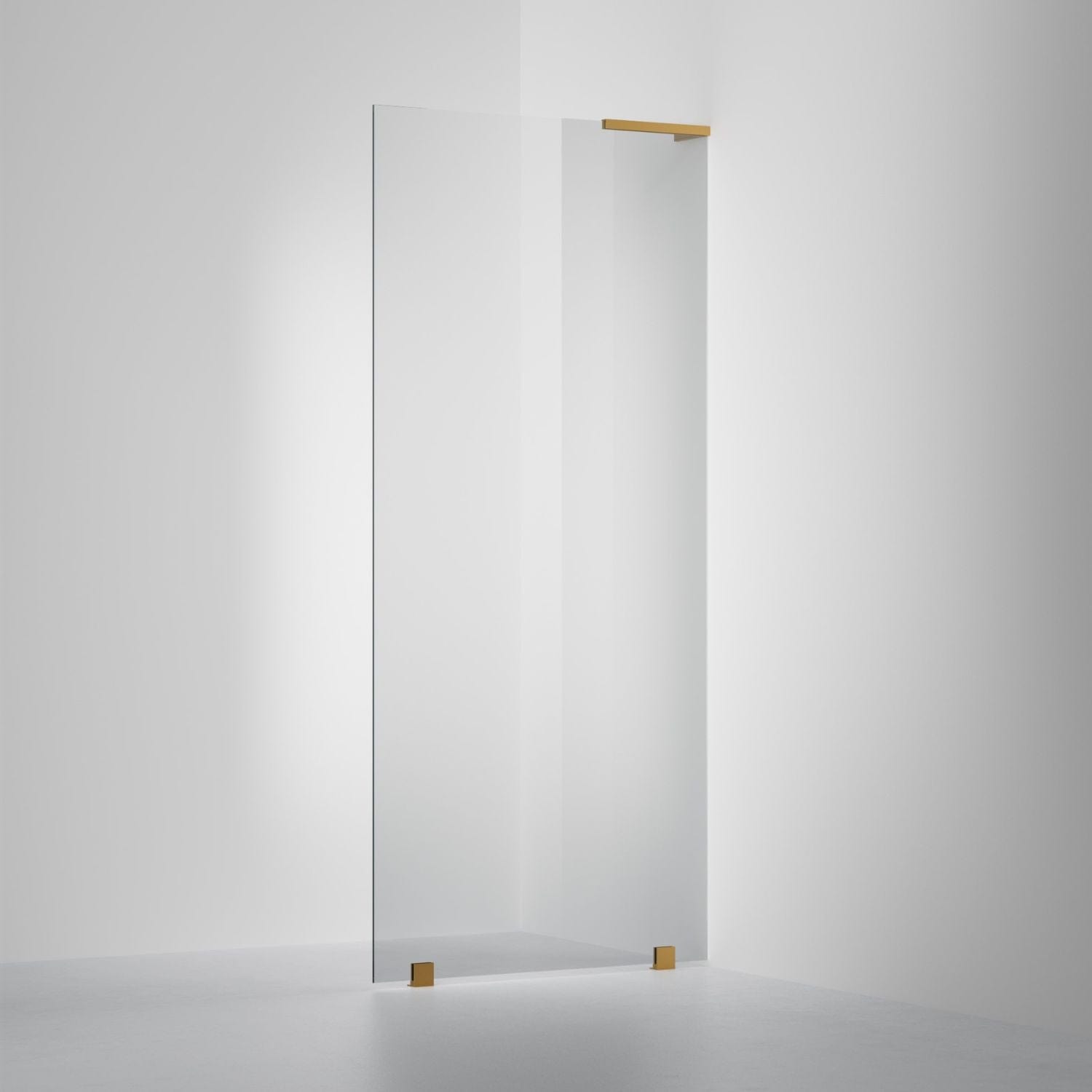 INR Dusjvegg ARC 20 Original Skjermvegg Måltilpasset Brushed brass / Måltilpasset - høyre / Grått glass INR Iconic Nordic Rooms Dusjvegg INR-120503800